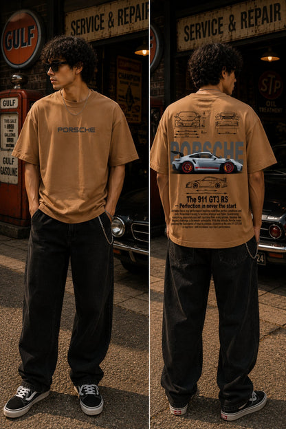 Porsche Car back front Printed Oversize T-Shirt