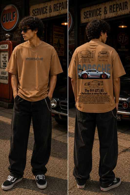 Porsche Car back front Printed Oversize T-Shirt