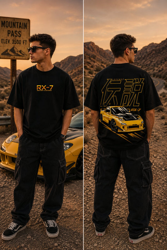 Mazda RX-7 Car back  front Printed Oversize T-Shirt