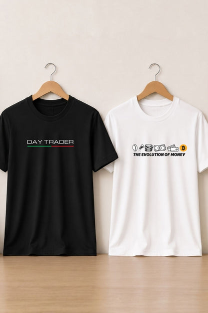 Crypto Trader 2 Pack Trading T-Shirt Bundle (White & Black)