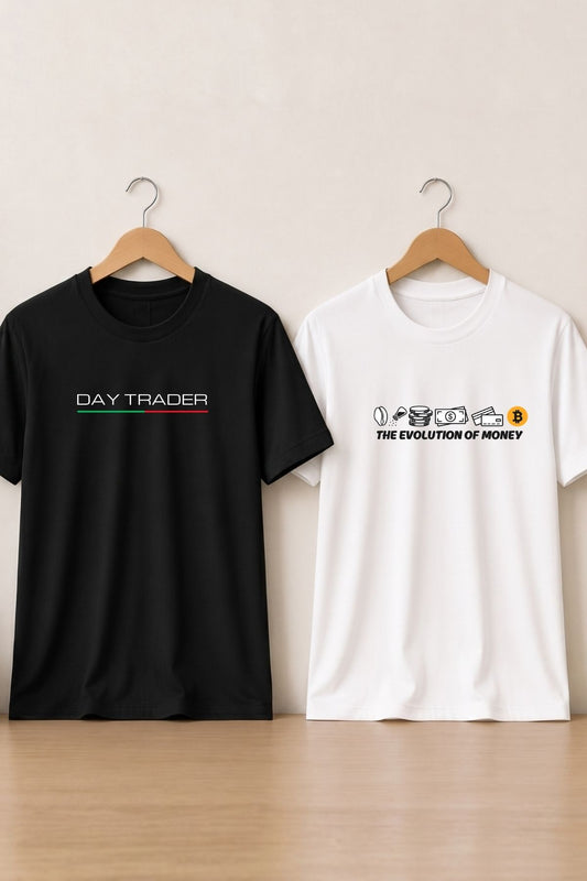 Crypto Trader 2 Pack Trading T-Shirt Bundle (White & Black)