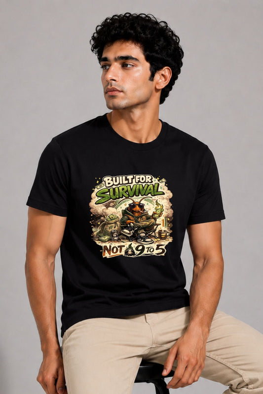 Built for Survival Black Printed Unisex  T-Shirt