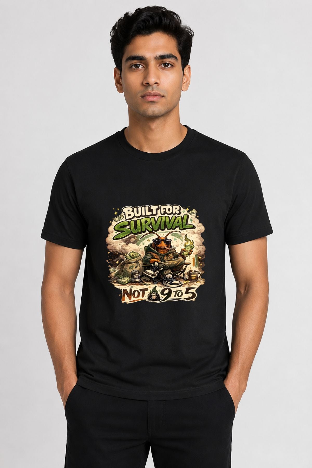 Built for Survival Black Printed Unisex  T-Shirt