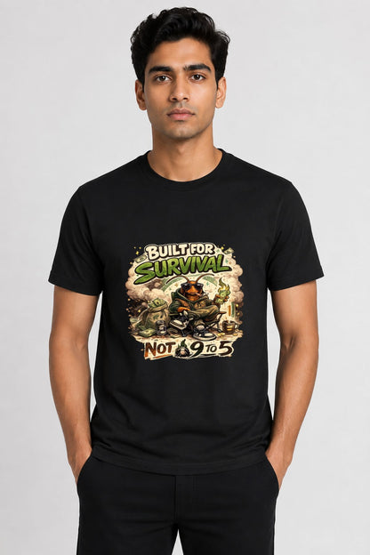 Built for Survival Black Printed Unisex  T-Shirt