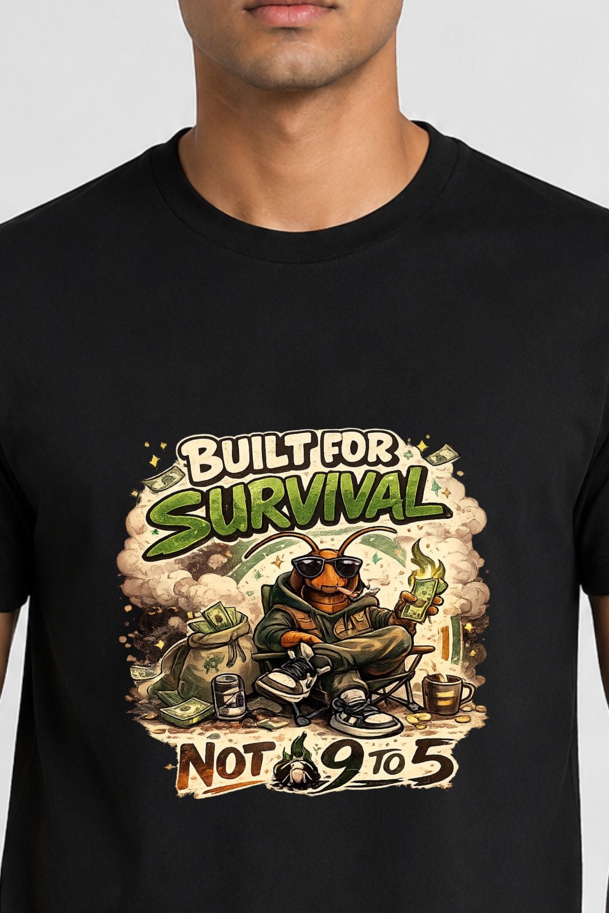 Built for Survival Black Printed Unisex  T-Shirt