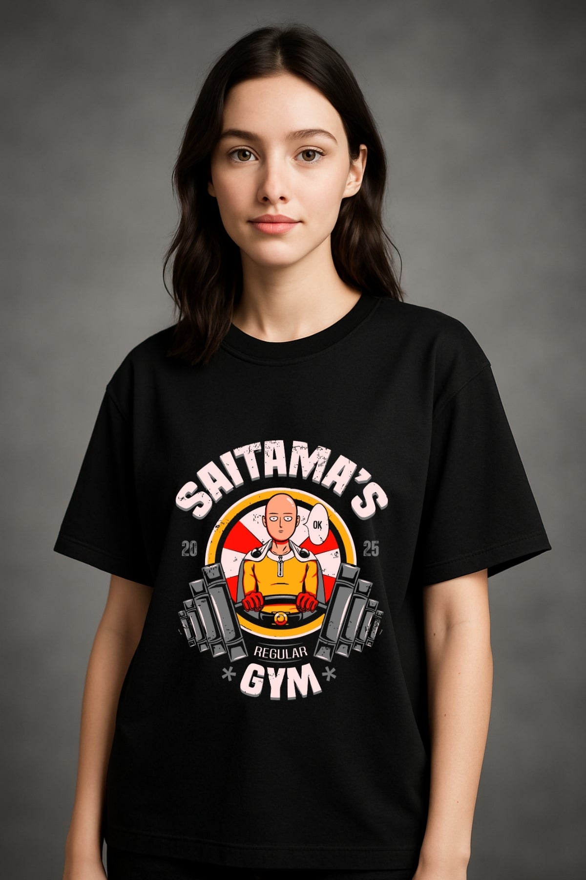 Saitama Gym One Punch Man Anime Printed Oversize T-Shirt