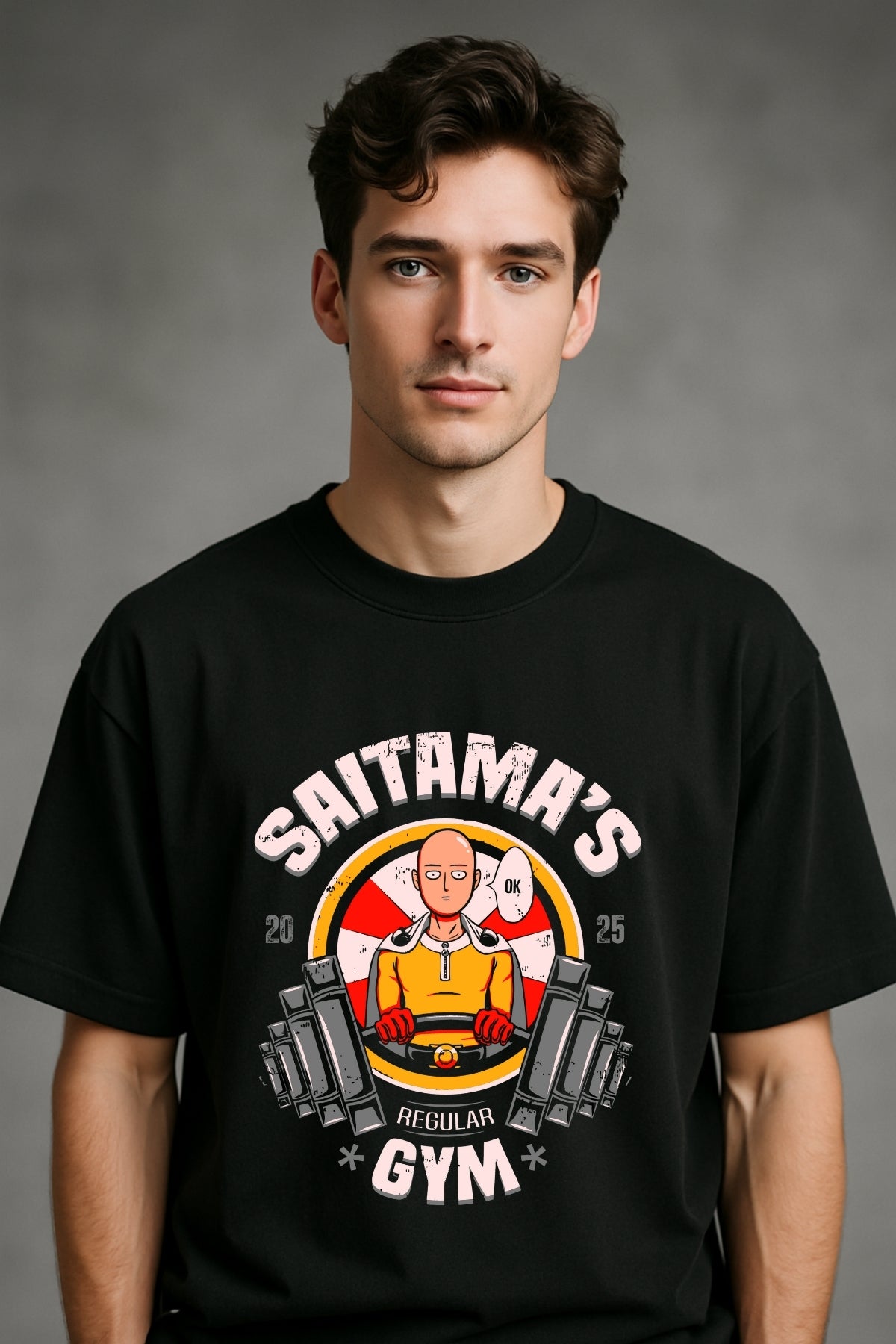 Saitama Gym One Punch Man Anime Printed Oversize T-Shirt