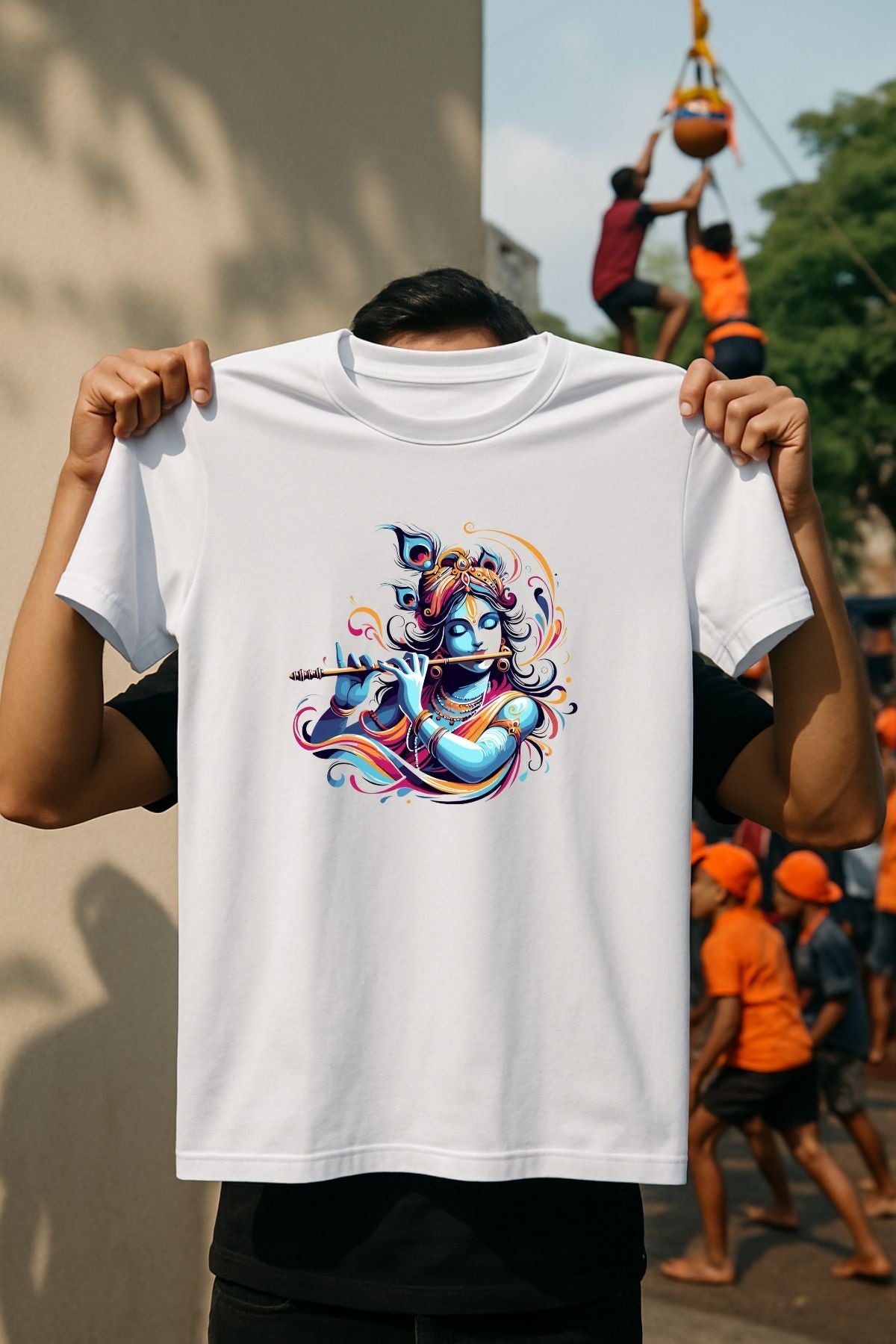 Krishna with basuri art God Unisex T-Shirt