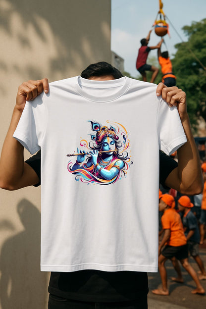 Krishna with basuri art God Unisex T-Shirt