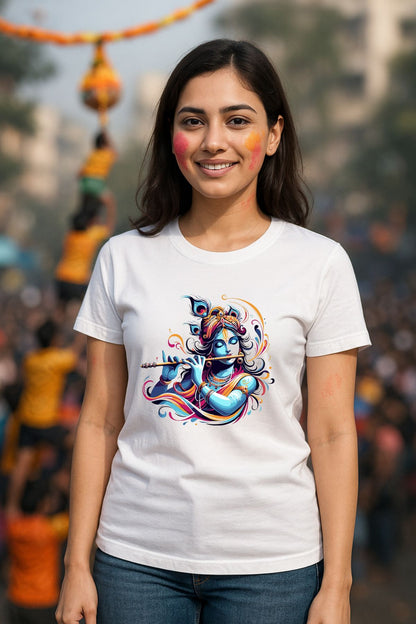 Krishna with basuri art God Unisex T-Shirt