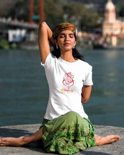 Om Ganeshaye Namah Ganeshji Orange Text Unisex T-Shirt