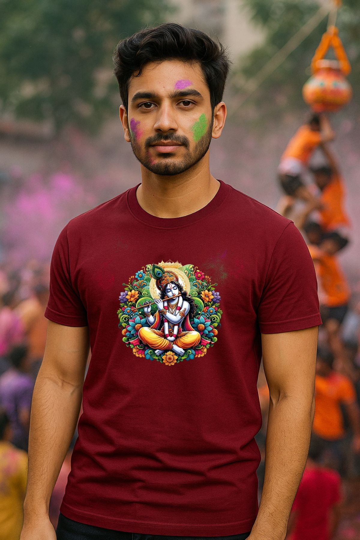 Krishna with basuri with flower God Unisex T-Shirt