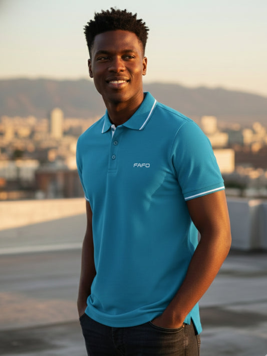 Premium Cotton Polo T-Shirt-Turquoise Blue