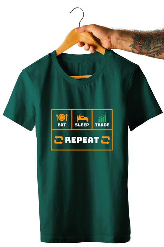 Eat Sleep Trade Repeat Printed Unisex T-Shirt