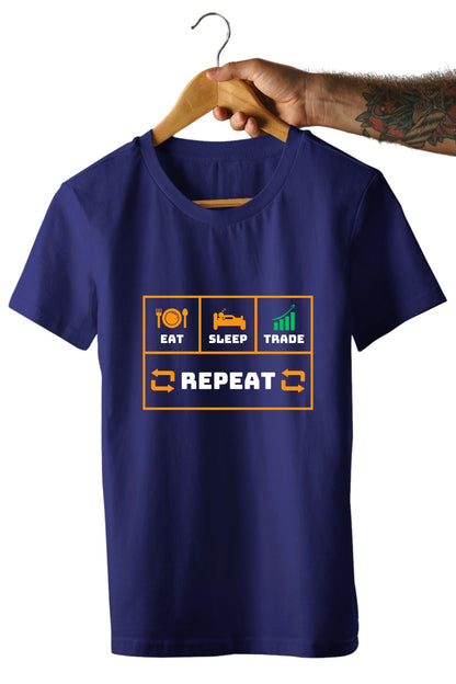 Eat Sleep Trade Repeat Printed Unisex T-Shirt