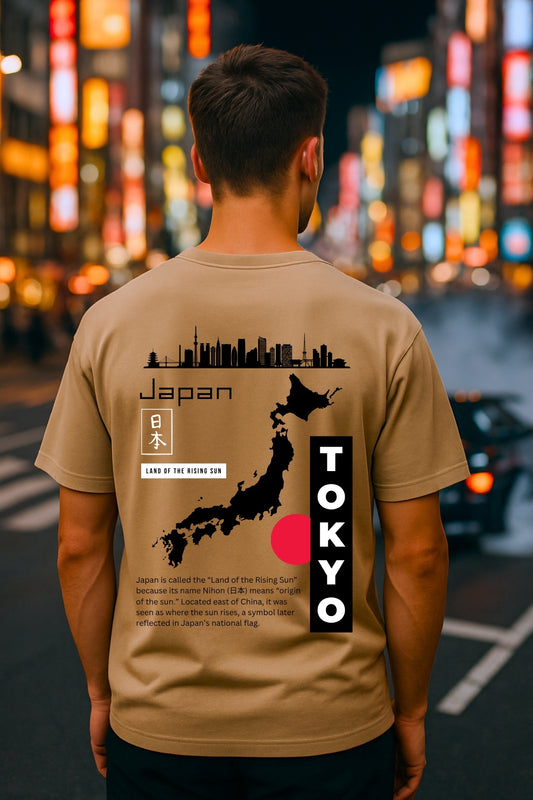 Japan Tokyo rising sun back front Printed Oversize T-Shirt