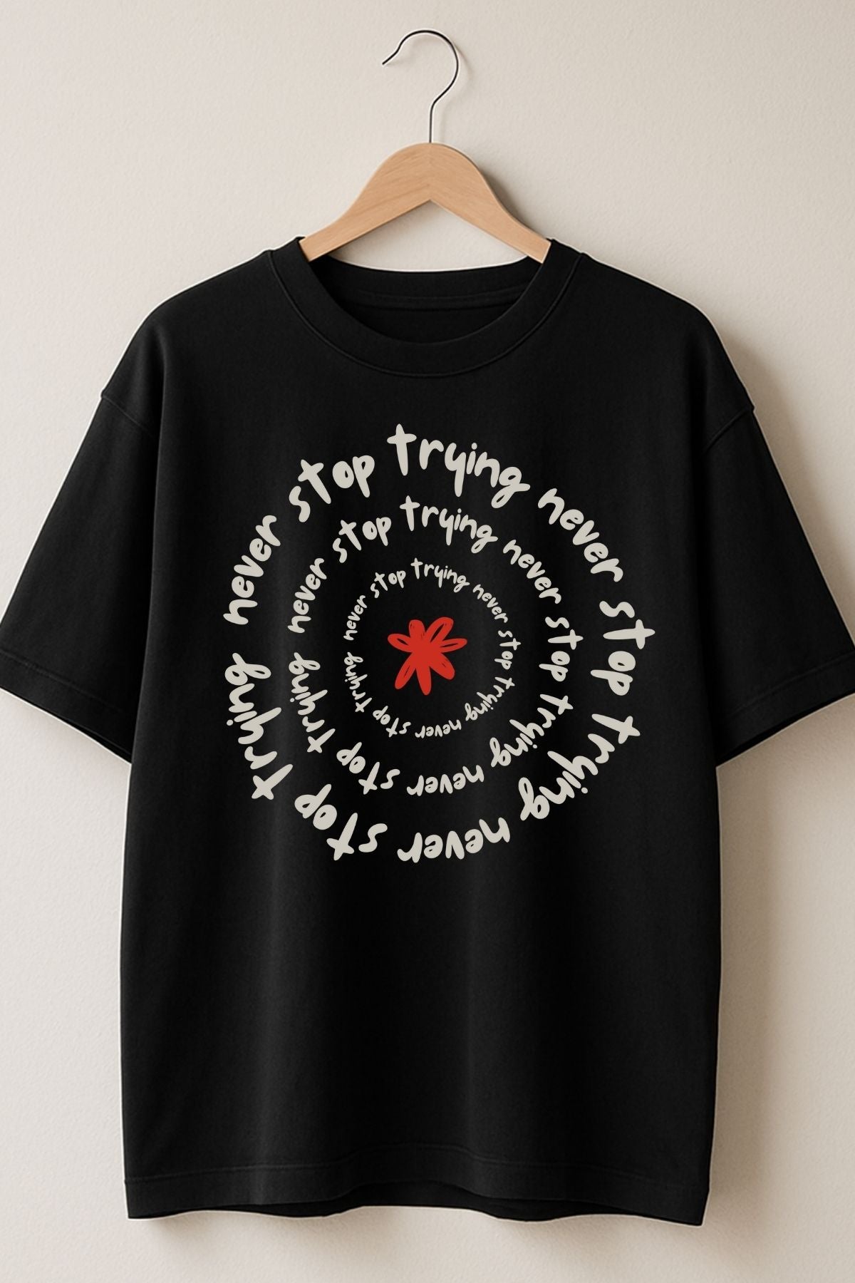 Never stop round front Printed Oversize T-Shirt