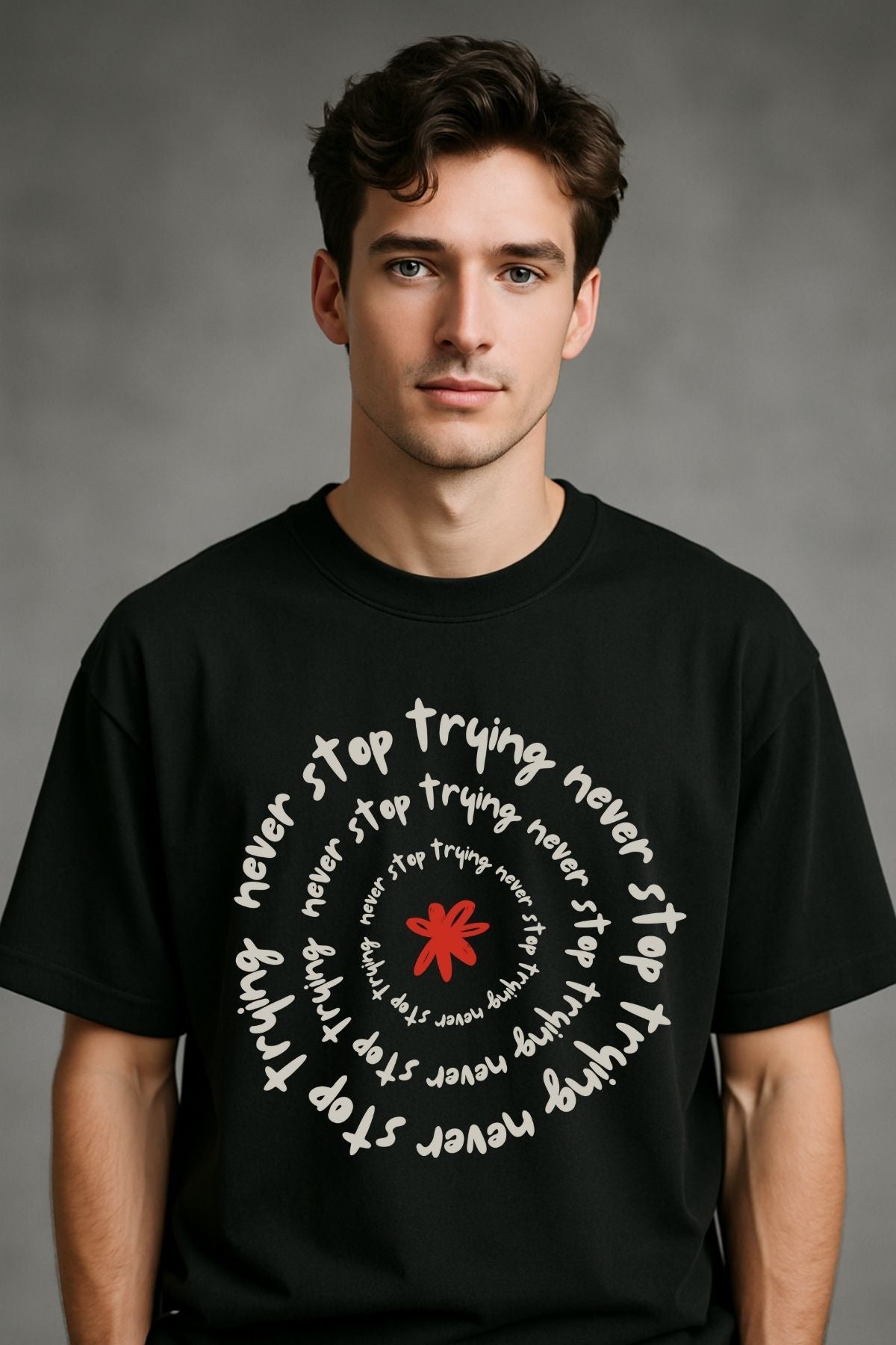 Never stop round front Printed Oversize T-Shirt
