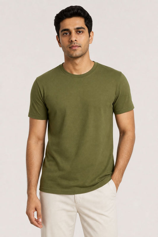 Olive Green Premium Plain T-Shirt