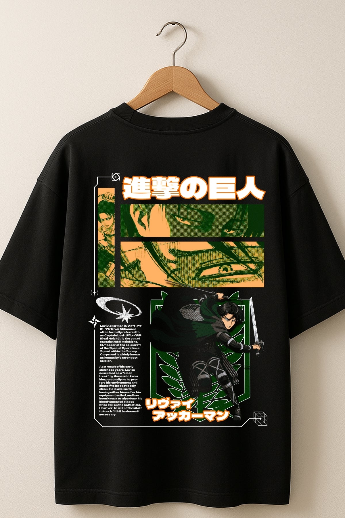 Levi Ackerman Anime Printed Oversize T-Shirt
