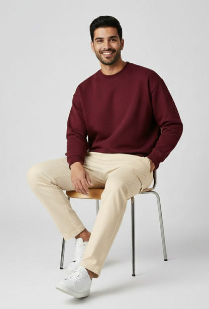 Oversized Burgundy & Sand Mix Vibe Co-ords