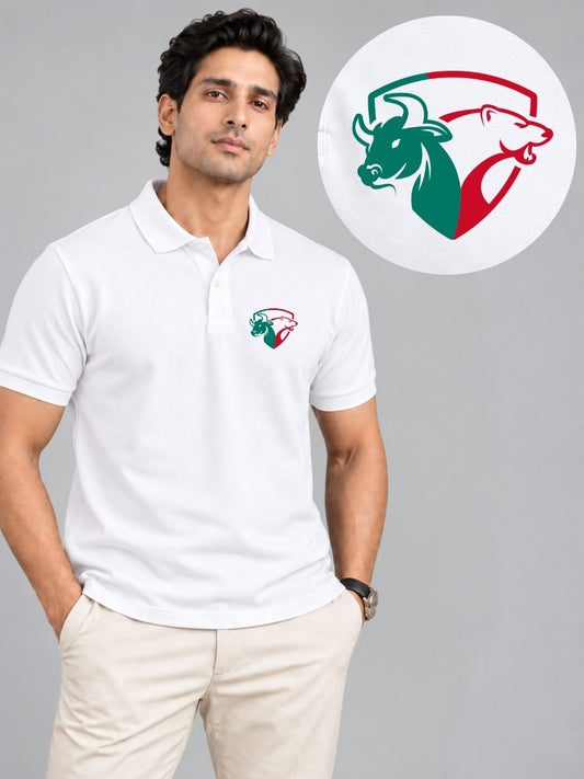 Bear Bull Cotton Trading White Polo Trade T-Shirt