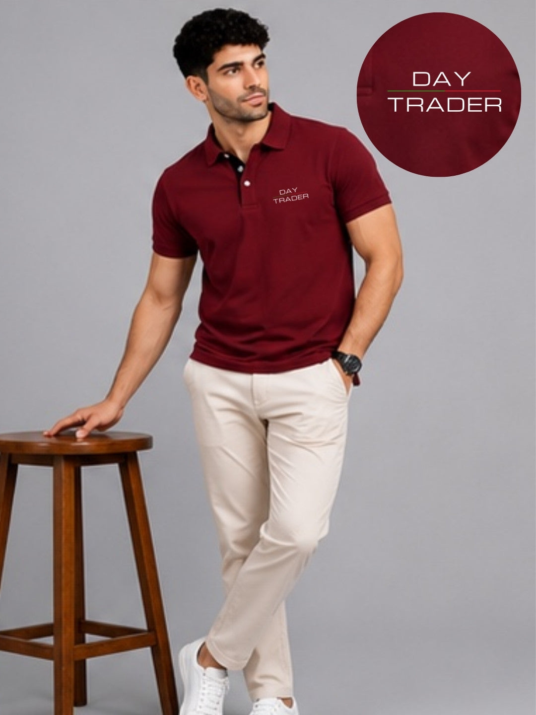 Day Trader Maroon Polo Trading T-Shirt