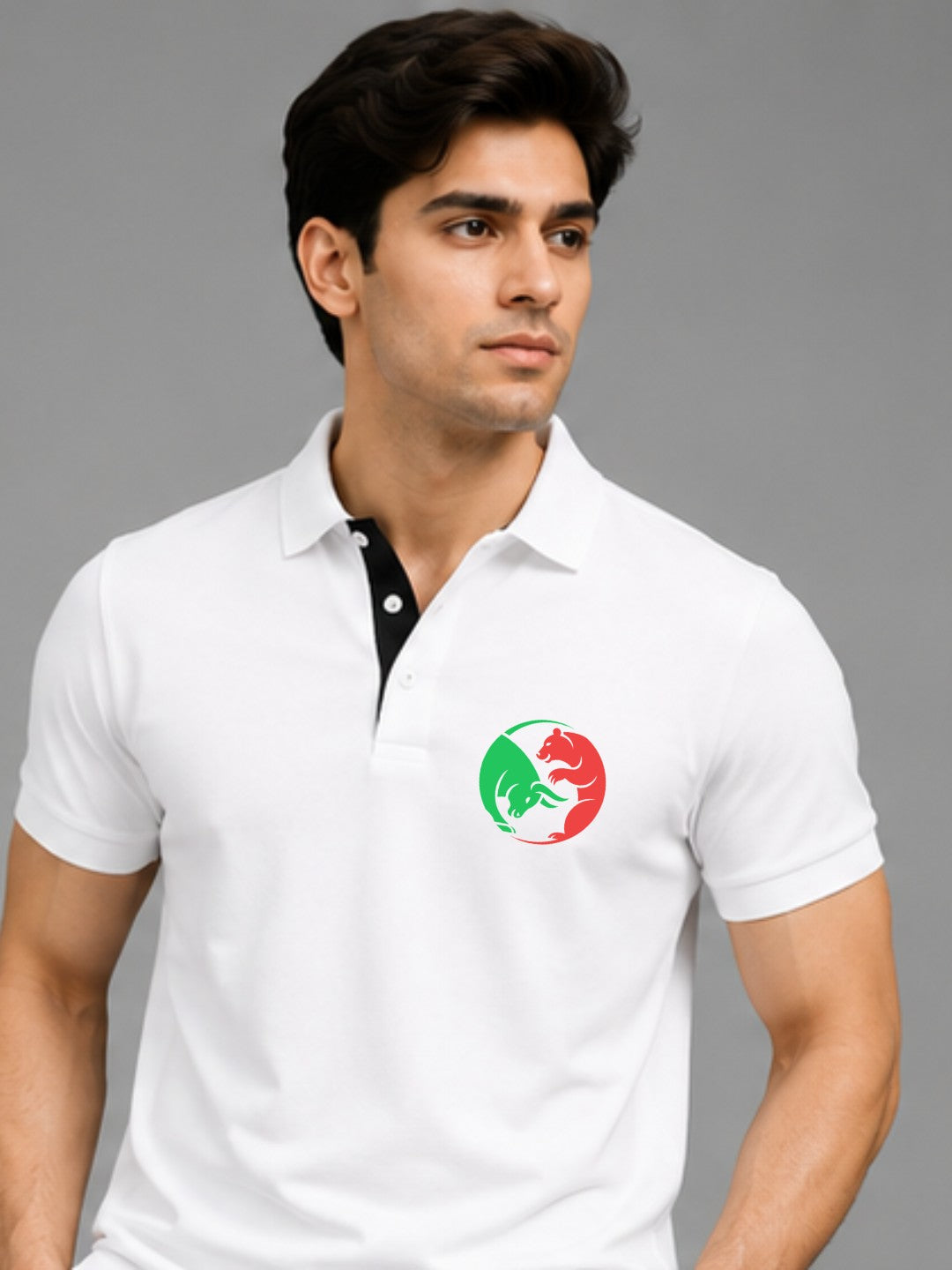 Bull Bear Balance White Polo Trading T-Shirt