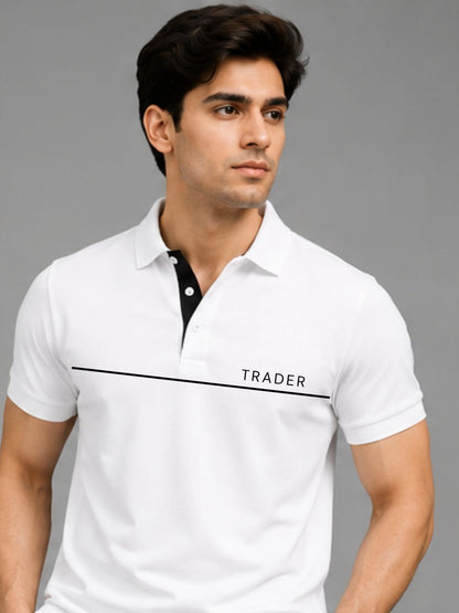 Trader Horizon White Polo Trading T-Shirt