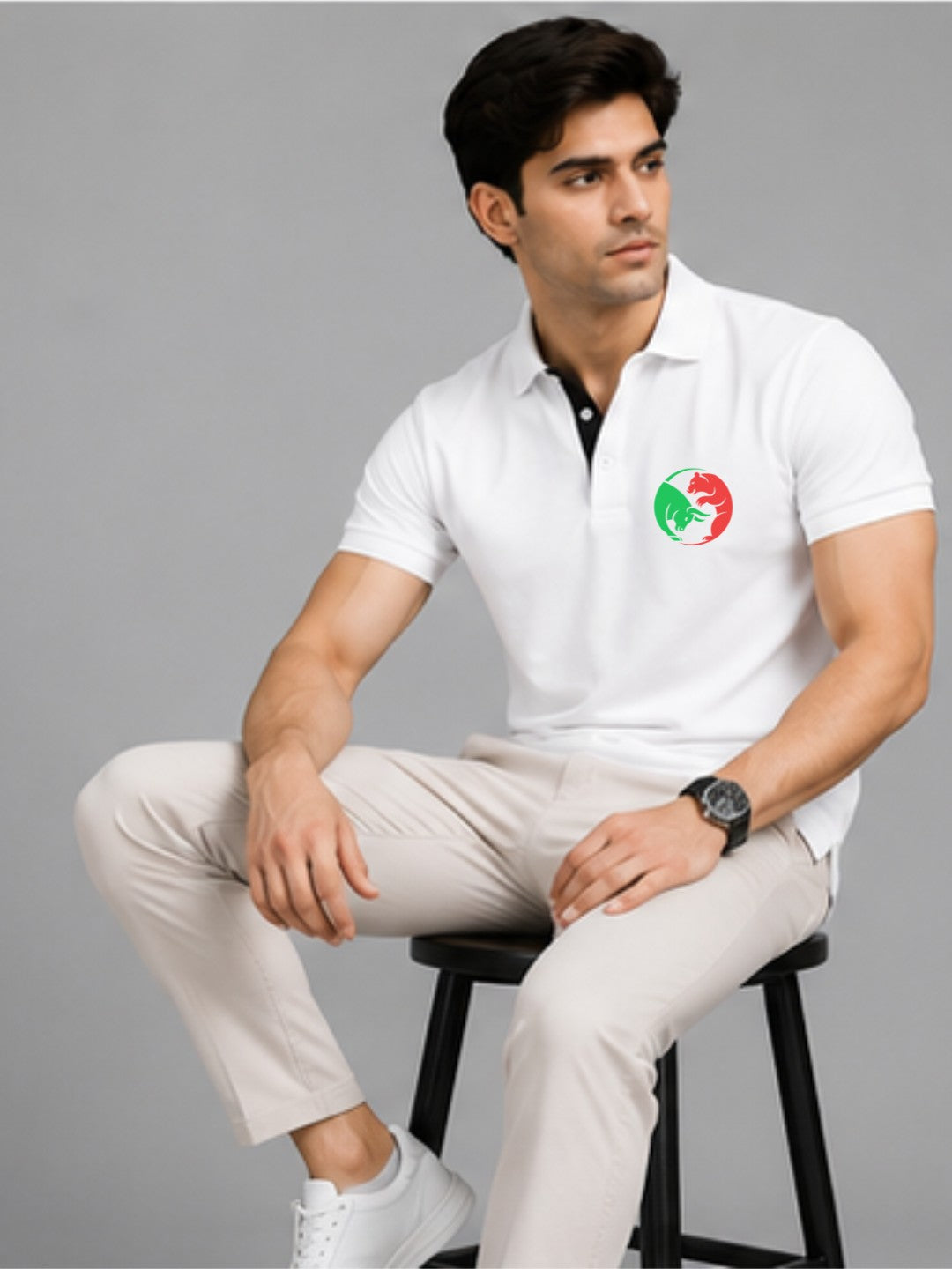 Bull Bear Balance White Polo Trading T-Shirt