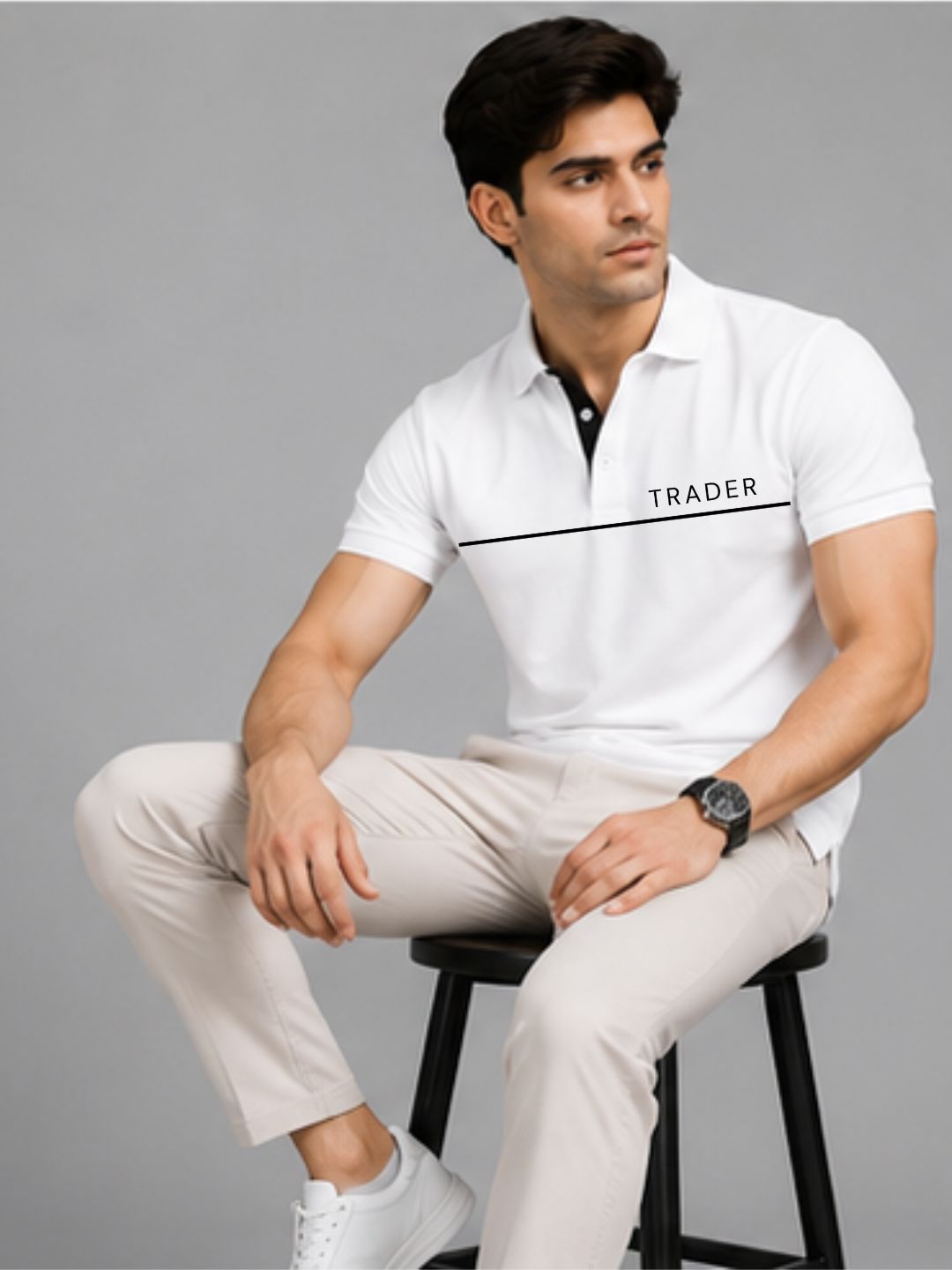 Trader Horizon White Polo Trading T-Shirt
