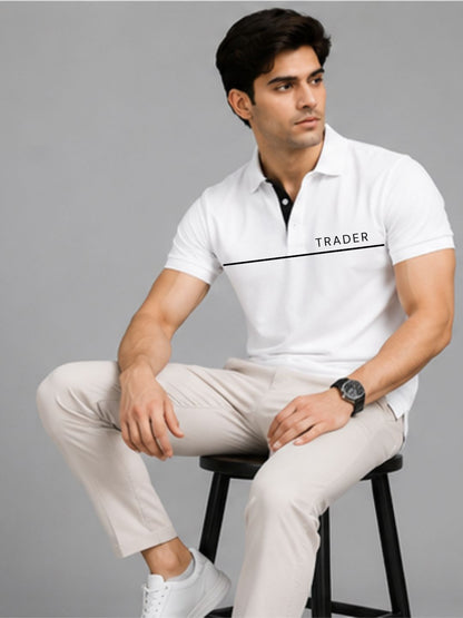 Trader Horizon White Polo Trading T-Shirt