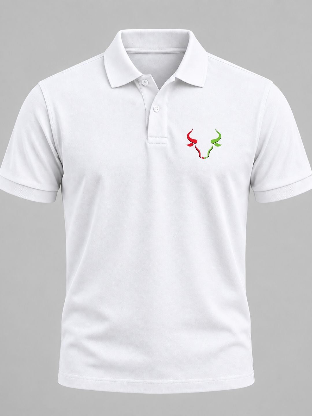 Dual Market Bull Cotton White Polo Trading T-Shirt