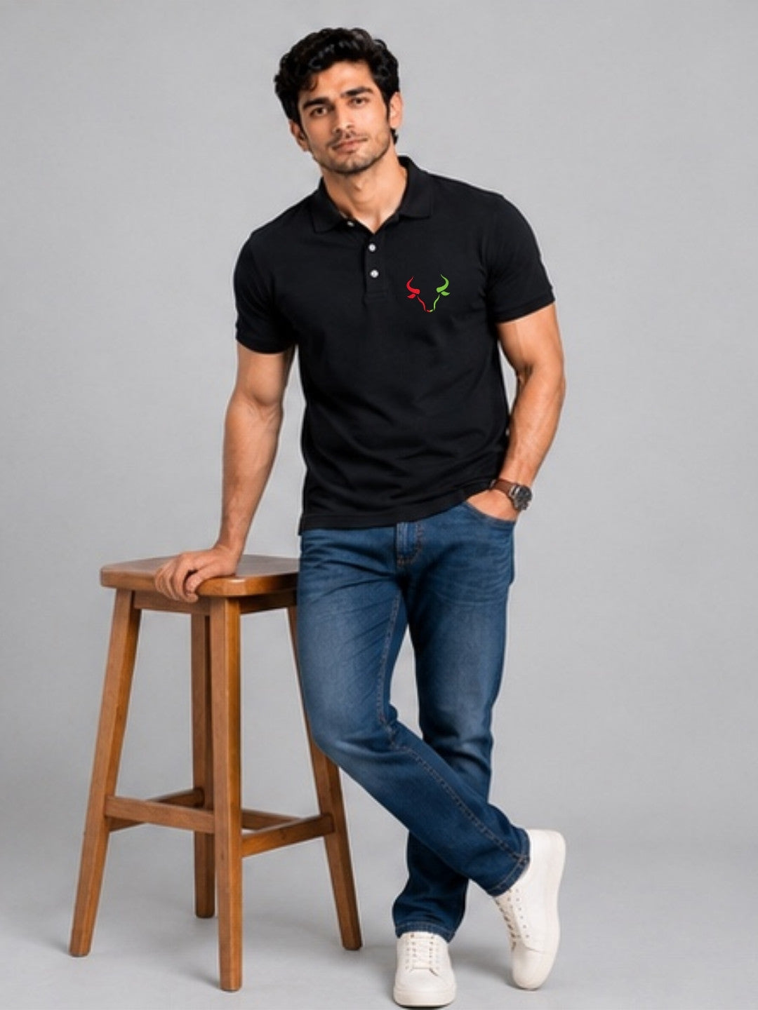 Dual Market Bull Black Polo Trading T-Shirt