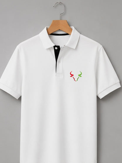 Dual Market Bull White Polo Trading T-Shirt