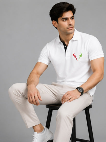 Dual Market Bull White Polo Trading T-Shirt