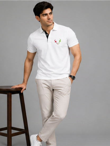 Dual Market Bull White Polo Trading T-Shirt