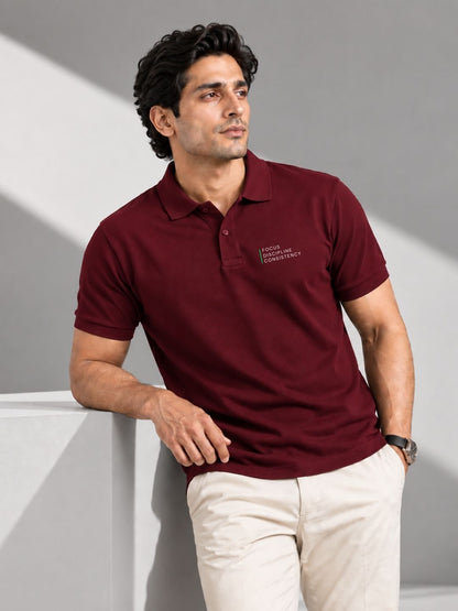 Trader Mindset Cotton Maroon Polo Trading T-Shirt