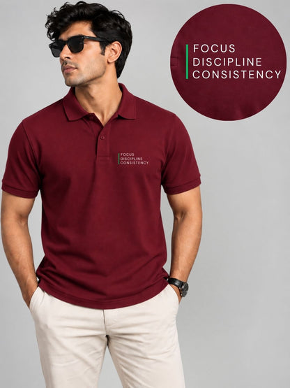 Trader Mindset Cotton Maroon Polo Trading T-Shirt