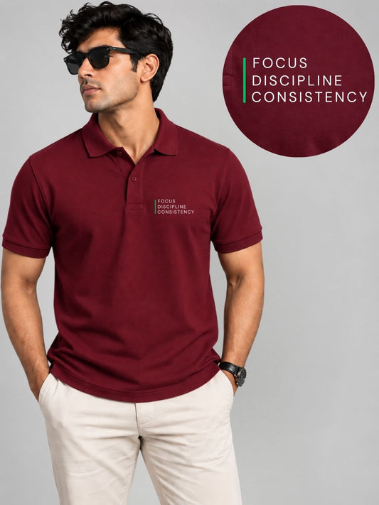 Trader Mindset Cotton Maroon Polo Trading T-Shirt