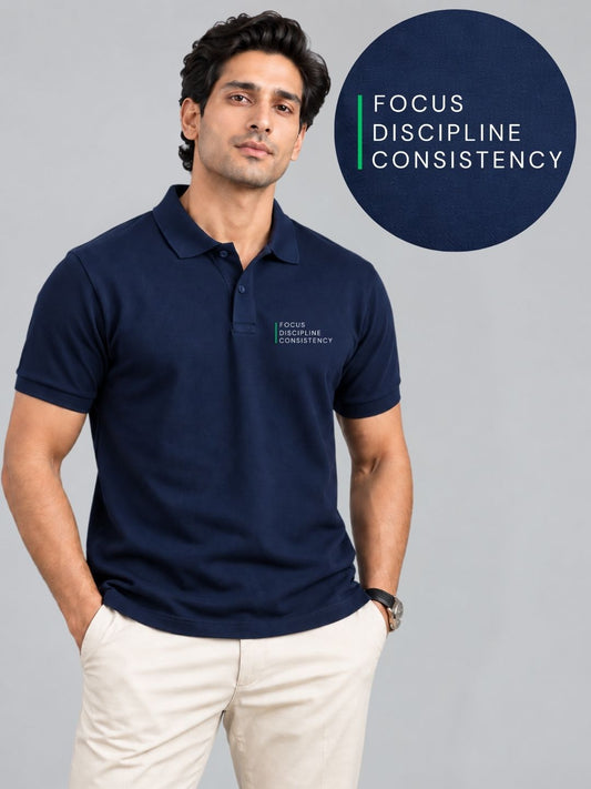 Trader Mindset Cotton Navy Blue Polo Trading T-Shirt