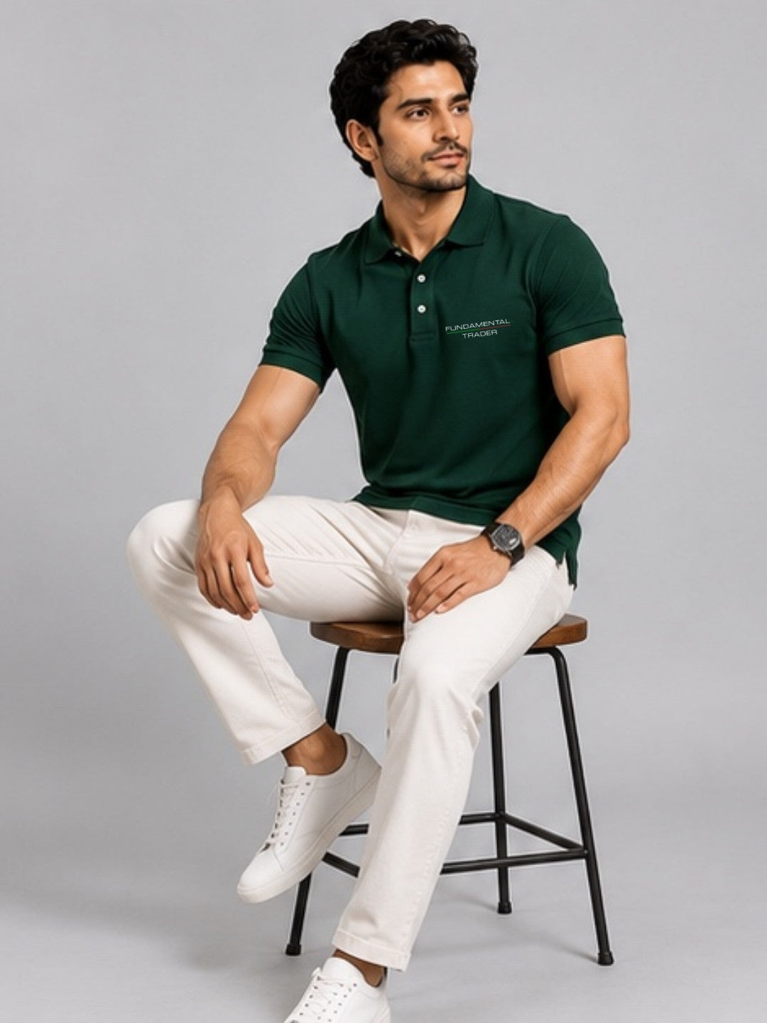 Fundamental Trader Pine Green Polo Trading T-Shirt
