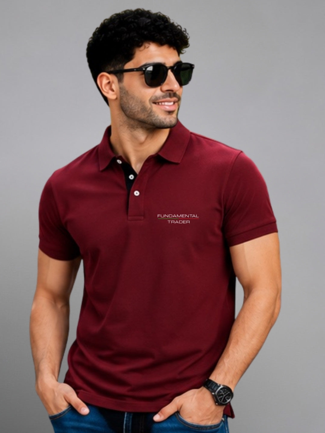 Fundamental Trader Maroon Polo Trading T-Shirt