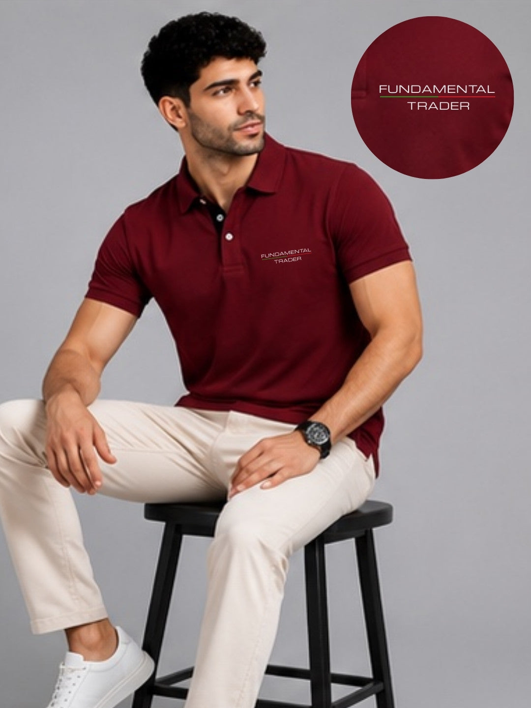 Fundamental Trader Maroon Polo Trading T-Shirt