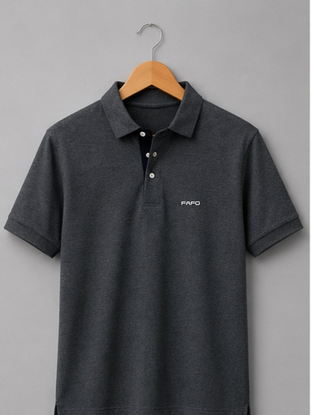 Carbon Grey Premium Cotton Blend Polo T-Shirt for Men
