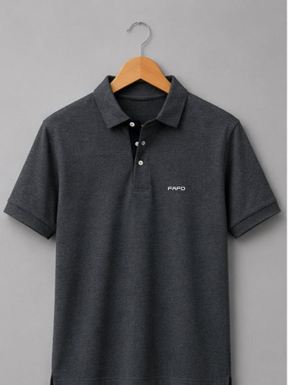 Carbon Grey Premium Cotton Blend Polo T-Shirt for Men