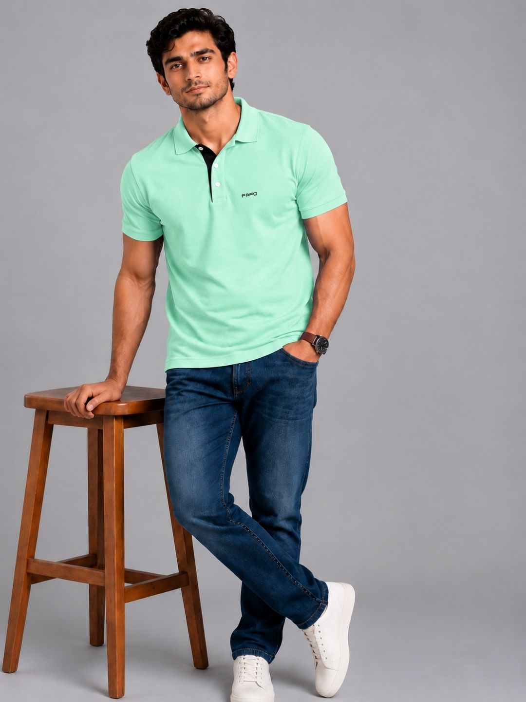 Ice Green Premium Plain Polo T-Shirt for Men