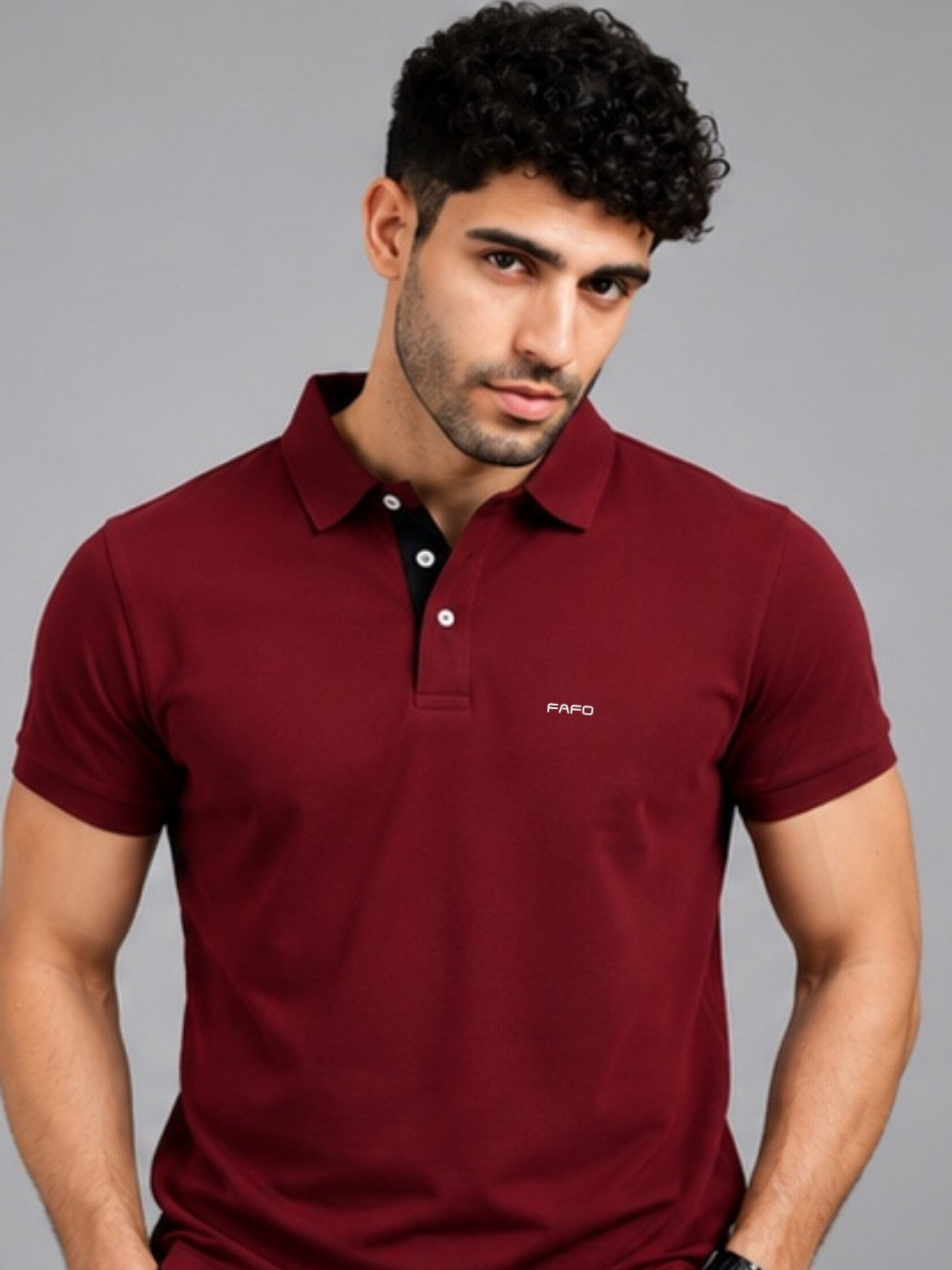 Maroon Premium Cotton Blend Polo T-Shirt for Men
