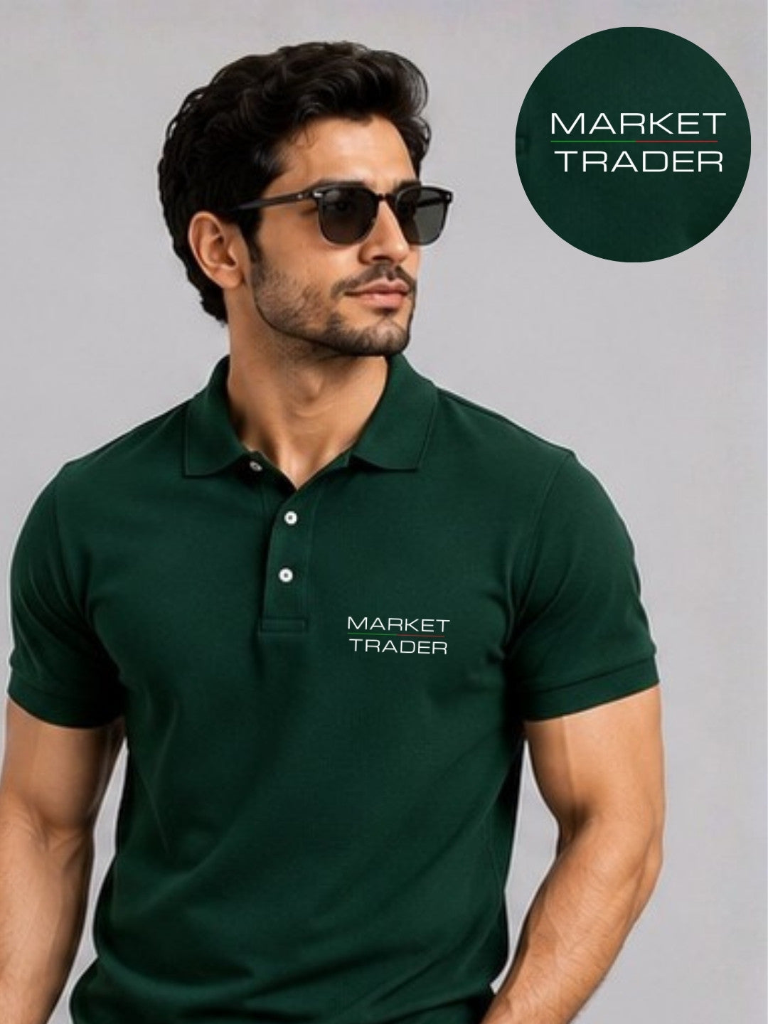 Market Trader Pine Green Polo Trading T-Shirt