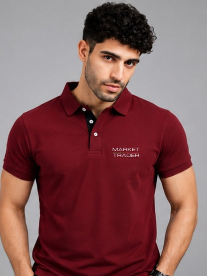 Market Trader Maroon Polo Trading T-Shirt